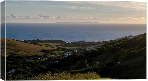  Woolacombe Town, Sea Front & Lundy Isle Canvas Print by Ben Kirby