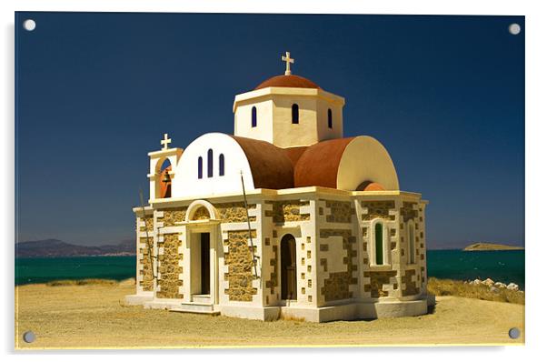 Greek church Acrylic by Jim kernan