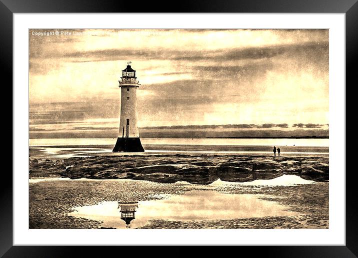  Perch Rock Lighthouse vintage finish Framed Mounted Print by Pete Lawless
