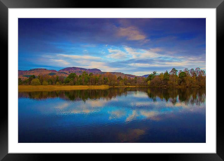  Reflections in a Perthshire Loch Framed Mounted Print by Derek Corner