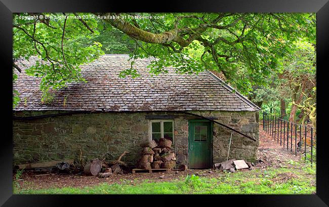  Green Door and Wood Pile Framed Print by Bill Lighterness