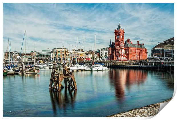 Cardiff Bay And The Pierhead Building Long Exposur Print by Steve Purnell