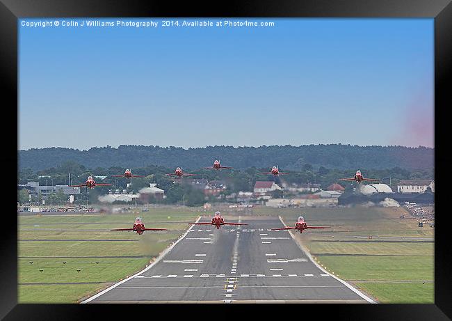  The Red Arrows Take Off - Farnborough Airshow  Framed Print by Colin Williams Photography