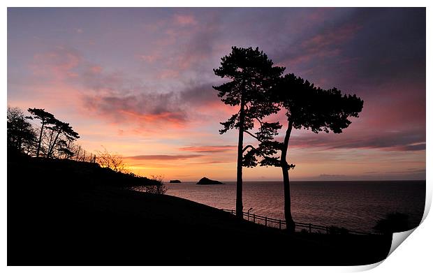 Sunrise at Meadfoot Beach Torquay Print by Rosie Spooner