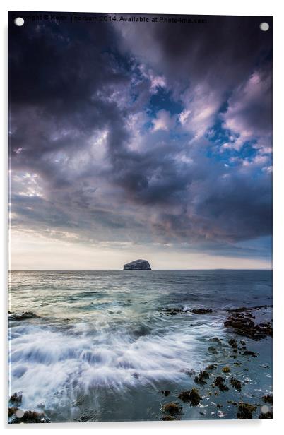 Cloudy Bass Rock Acrylic by Keith Thorburn EFIAP/b