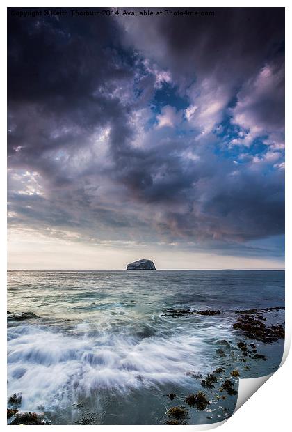 Cloudy Bass Rock Print by Keith Thorburn EFIAP/b