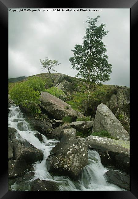 Ogwen Valley Cascade  Framed Print by Wayne Molyneux