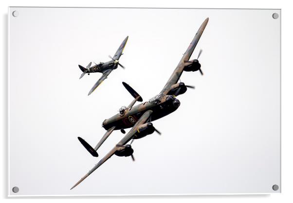 BBMF Lancaster and Spitfire  Acrylic by J Biggadike
