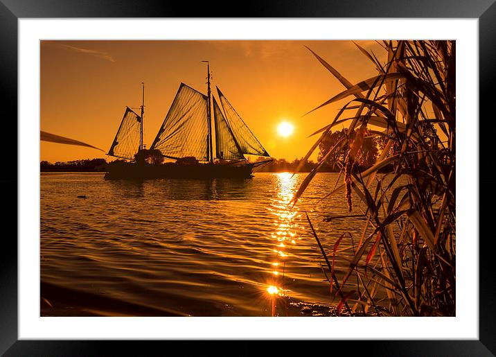  Sunset & Sails Framed Mounted Print by John Ellis