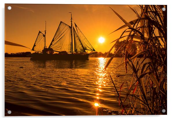  Sunset & Sails Acrylic by John Ellis