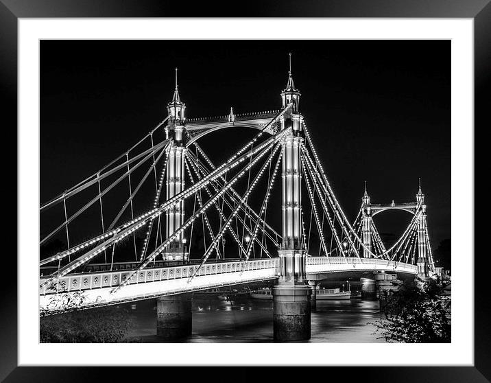 Albert Bridge in Black and White Framed Mounted Print by LensLight Traveler