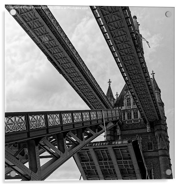 Tower Bridge - the drawbridge opens. Acrylic by Philip Pound