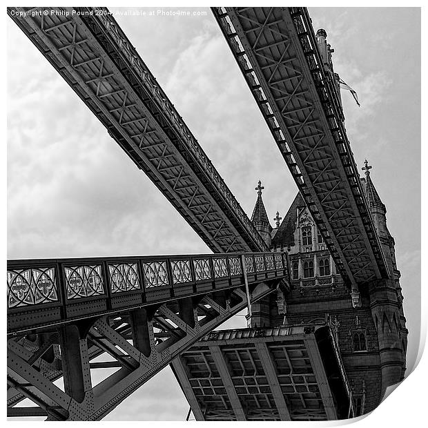 Tower Bridge - the drawbridge opens. Print by Philip Pound