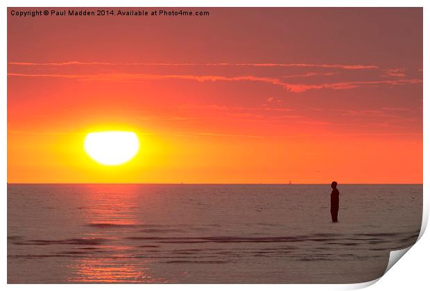  Big orange light in the sky over the water Print by Paul Madden