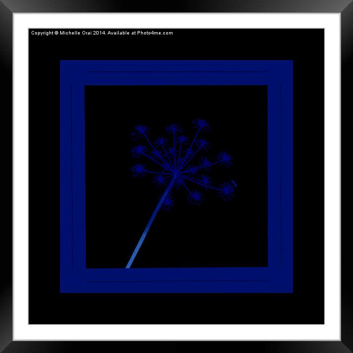 Blue Weed on Black Framed Mounted Print by Michelle Orai