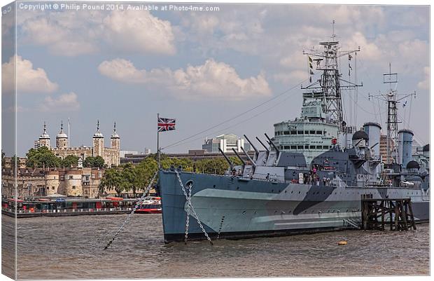  Tower of London and HMS Belfast Canvas Print by Philip Pound