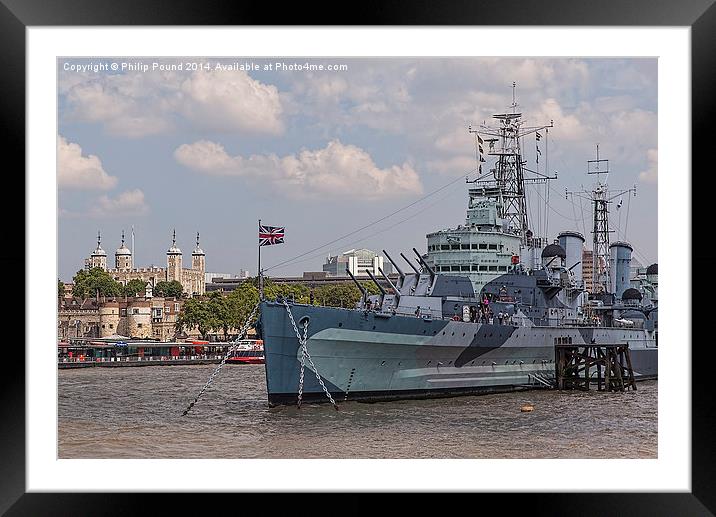  Tower of London and HMS Belfast Framed Mounted Print by Philip Pound