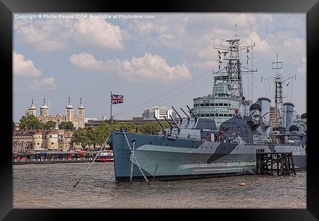 Tower of London and HMS Belfast Framed Print by Philip Pound