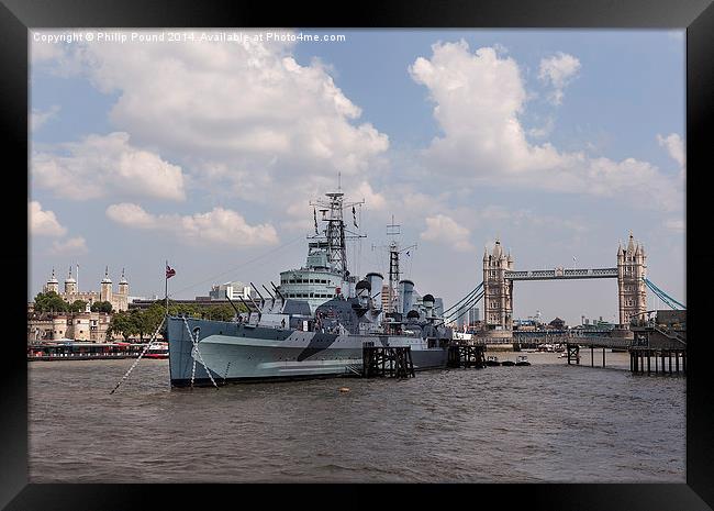 Tower of London, HMS Belfast and Tower Bridge Framed Print by Philip Pound