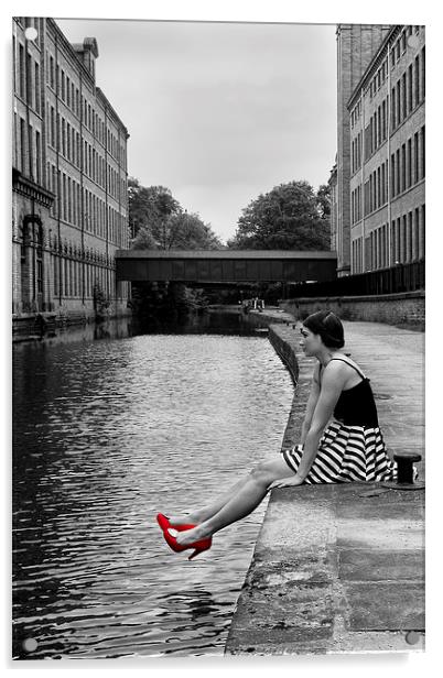  Girl with the Red Shoes Acrylic by Andrew Holland