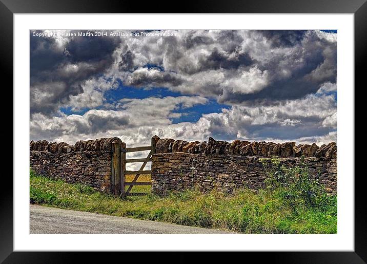  Dry Stone Wall and Gate Framed Mounted Print by Karen Martin