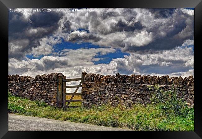  Dry Stone Wall and Gate Framed Print by Karen Martin