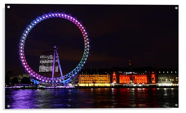London Eye @ Night Acrylic by Paul Piciu-Horvat