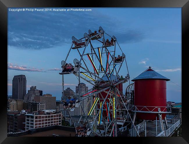  Ferris Wheel on top of skyscraper  Framed Print by Philip Pound