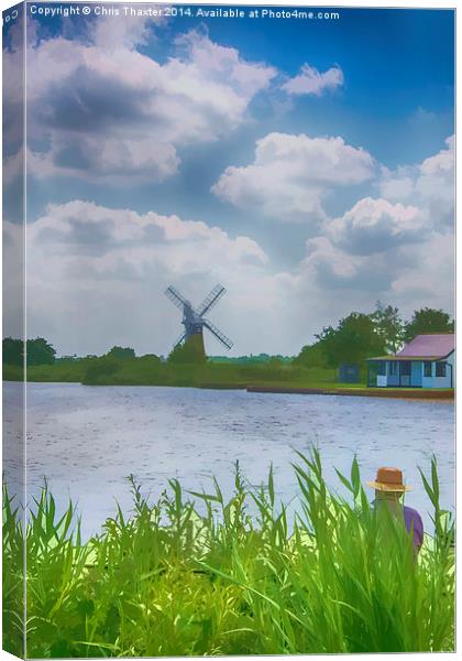 Fishing the Norfolk Broads   Canvas Print by Chris Thaxter