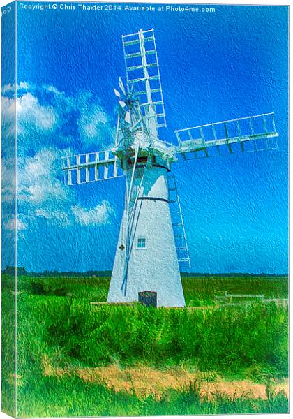  Thurne Dyke Mill Textured Canvas Print by Chris Thaxter