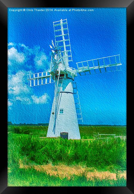 Thurne Dyke Mill Textured Framed Print by Chris Thaxter