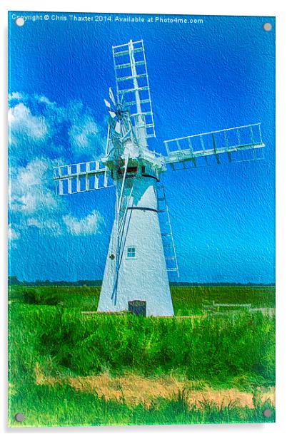  Thurne Dyke Mill Textured Acrylic by Chris Thaxter