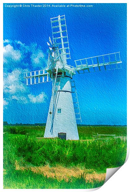  Thurne Dyke Mill Textured Print by Chris Thaxter