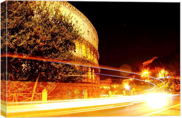 Colosseum Light Trails Canvas Print by Peter Ready