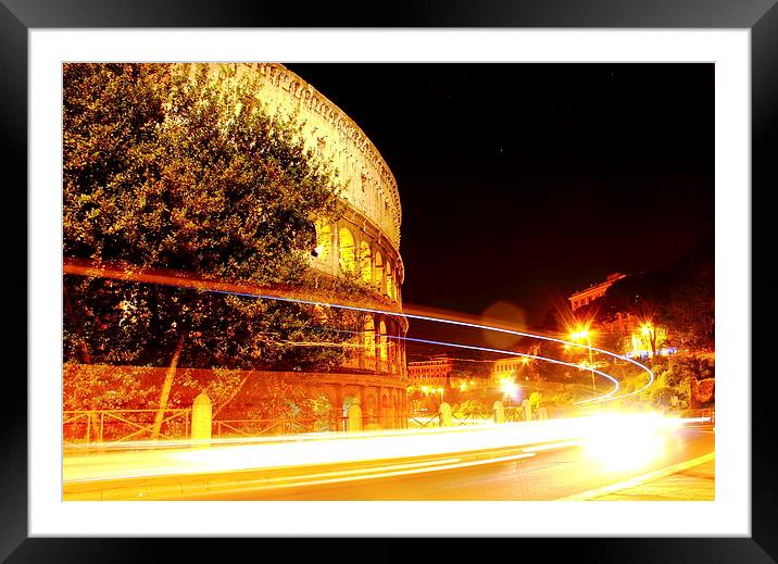 Colosseum Light Trails Framed Mounted Print by Peter Ready