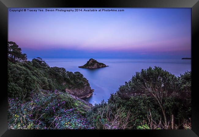  Thatcher Rock at Sunset Framed Print by Tracey Yeo