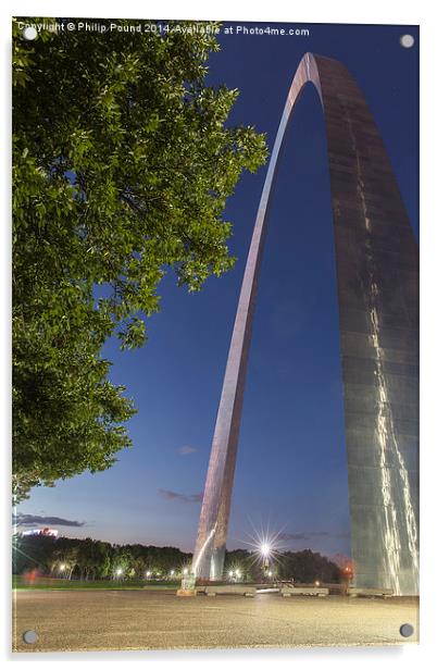  St Louis Arch at Night Acrylic by Philip Pound