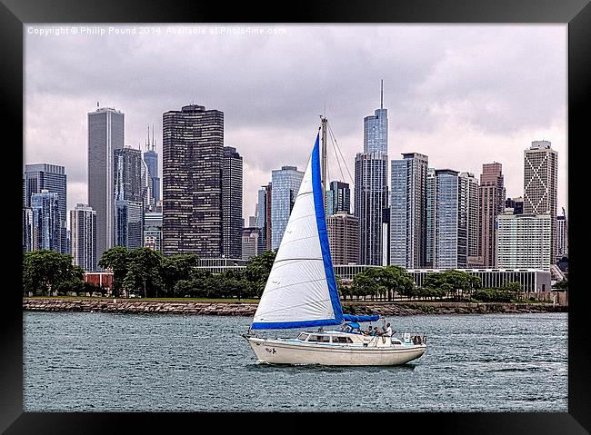  Sailing on Lake Michigan, Chicago Framed Print by Philip Pound