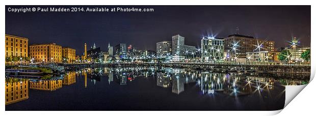 Salthouse Dock at night Print by Paul Madden