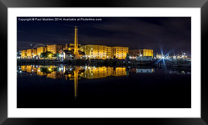  Albert Dock at night Framed Mounted Print by Paul Madden