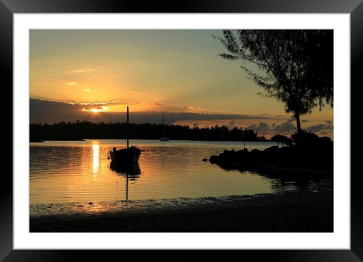 Mauritian Sunset Framed Mounted Print by Peter Ready