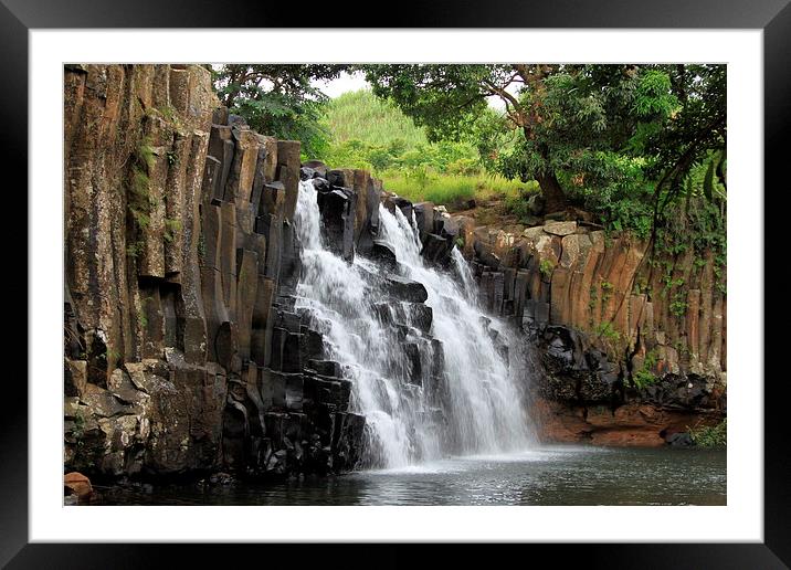  Mauritian Waterfall Framed Mounted Print by Peter Ready