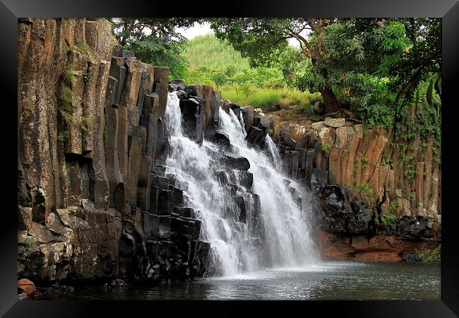  Mauritian Waterfall Framed Print by Peter Ready