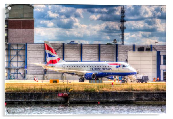  British Airways London City airport Acrylic by David Pyatt