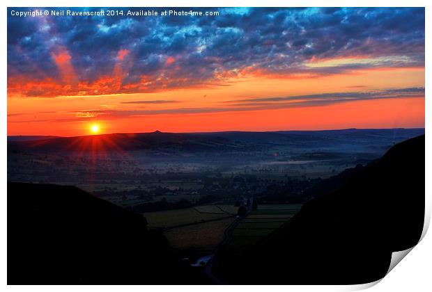  Sunrise over Castleton Print by Neil Ravenscroft