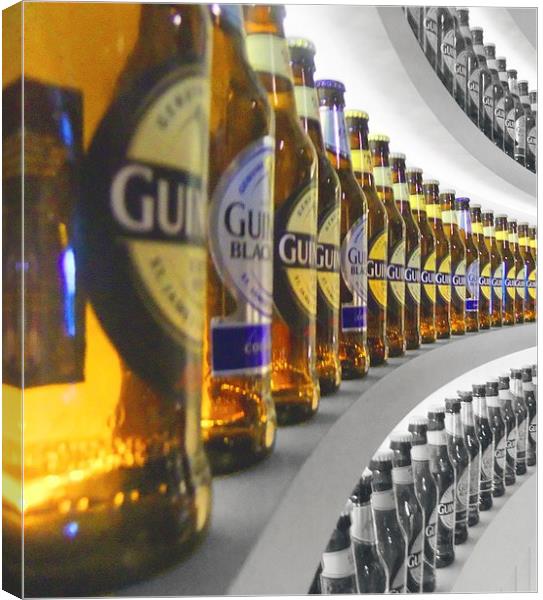  GUINNESS BOTTLES Canvas Print by Anthony Kellaway