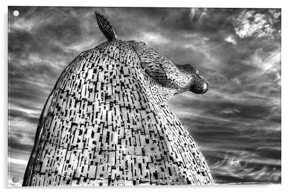 Reach for the sky Kelpies Acrylic by jim scotland fine art