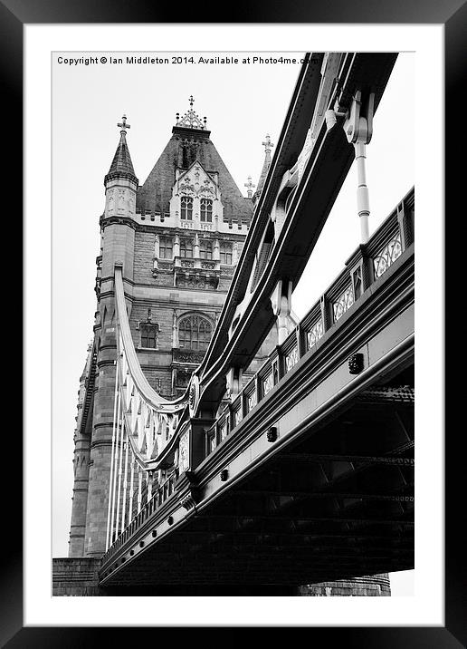 Tower Bridge in Black and White Framed Mounted Print by Ian Middleton