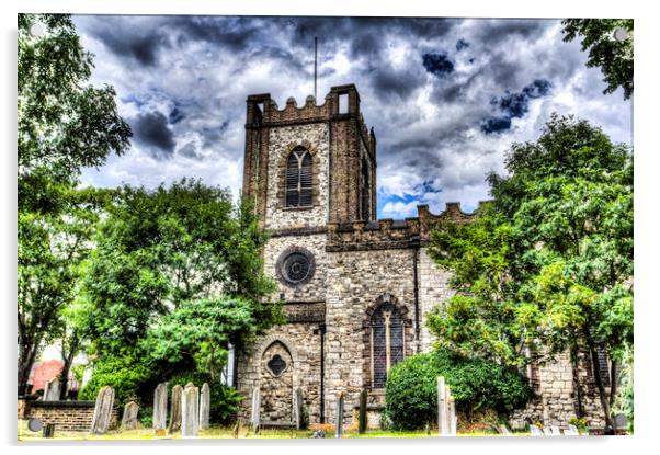  Dagenham Village Church  Acrylic by David Pyatt