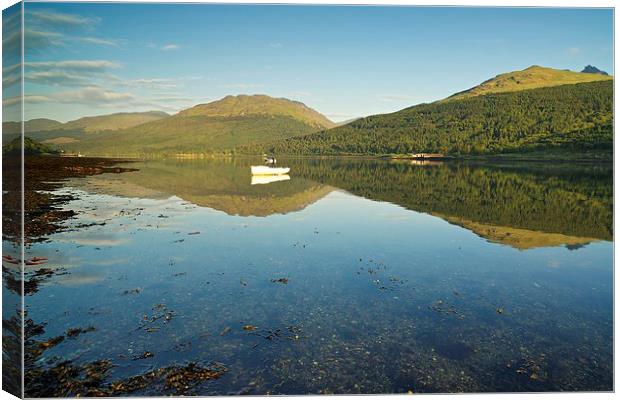  Loch Long reflections  Canvas Print by Stephen Taylor